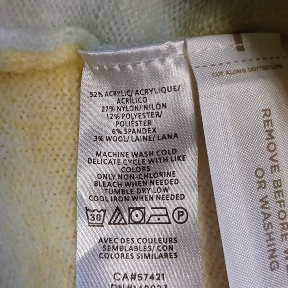 Loft Space Dyed Crew Neck Sweater in Yellow,  White, Blue/Green Size L NWT - Picture 6 of 8